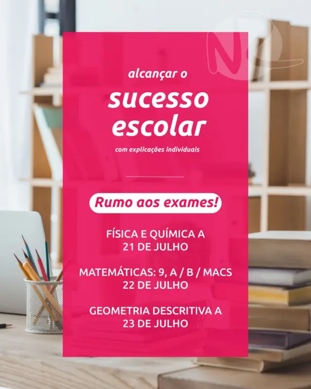 Atenção, alunos e pais!

A segunda fase dos exames nacionais está quase aí e é importante estar preparado. Se não correu tão bem na primeira fase, não esperes pelo dia 15 para saber a tua nota para começar a estudar — aproveita desde já para reforçar a preparação!

Calendário da 2ª Fase

📅 9.º Ano
🔹 Matemática (92): 22 de julho

📅 11.º Ano
🔹 Física e Química A (715): 21 de julho 
🔹 Matemática B (735): 22 de julho 
🔹 Matemática Aplicada às Ciências Sociais (835): 22 de julho 
🔹 Geometria Descritiva A (708): 23 de julho

📅 12.º Ano
🔹 Matemática A (635): 22 de julho

Afixação das pautas e dos resultados da reapreciação de provas dos 9.º, 11.º e 12.º anos: 
🔹 5 de agosto

Vamos juntos fazer a diferença nesta fase decisiva!
Quem precisar de apoio extra, estou disponível para ajudar.

Bons estudos e até breve! 🎓✨